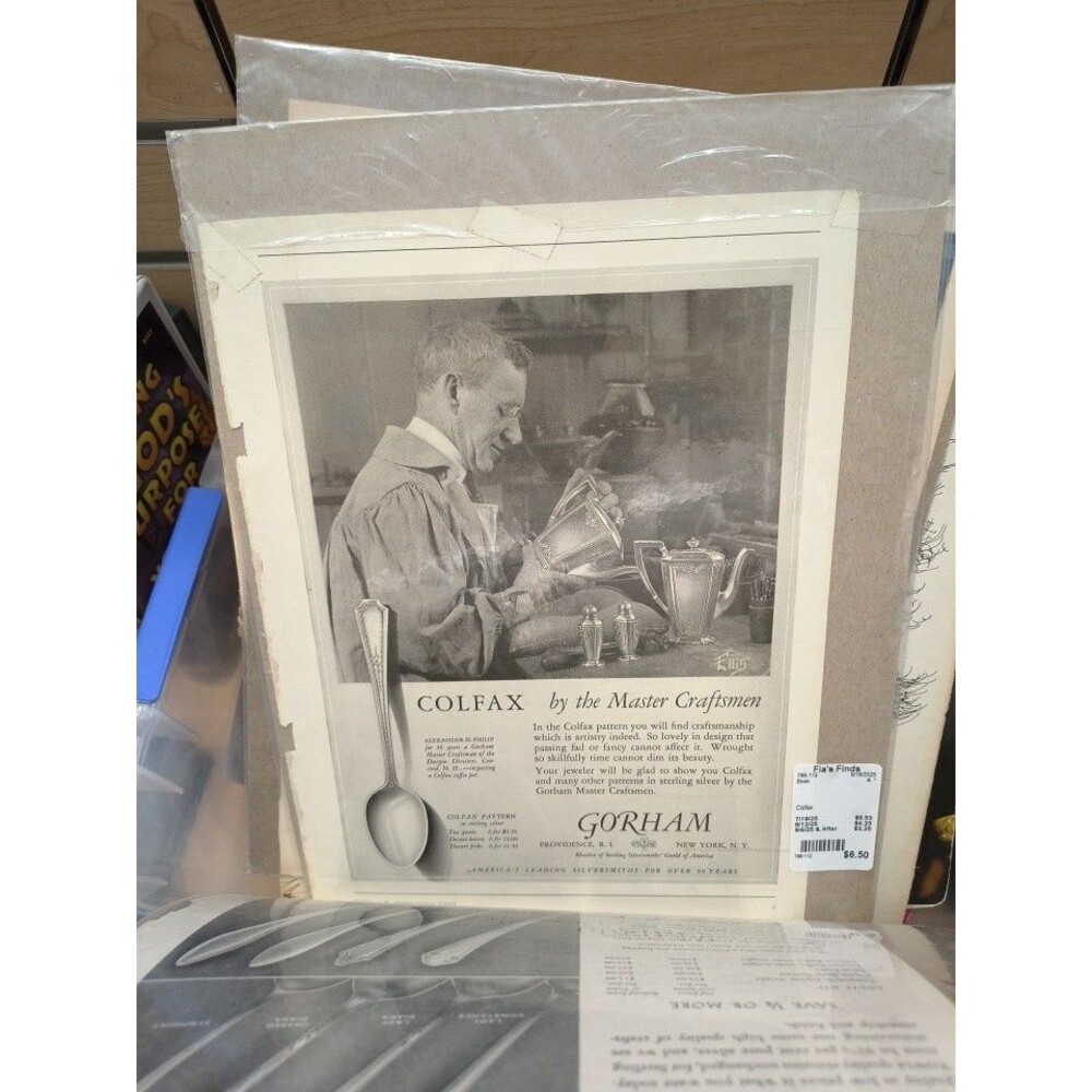Vintage 1926 GORHAM Colfax Pattern Silver Dinnerware Ephemera 20's Print Ad